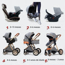 Carrinho de Bebê 3 em 1 Luxo Dobrável com Bebê Conforto