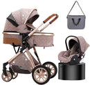 Carrinho de Bebê 3 em 1 Luxo Dobrável com Bebê Conforto