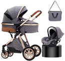 Carrinho de Bebê 3 em 1 Luxo Dobrável com Bebê Conforto
